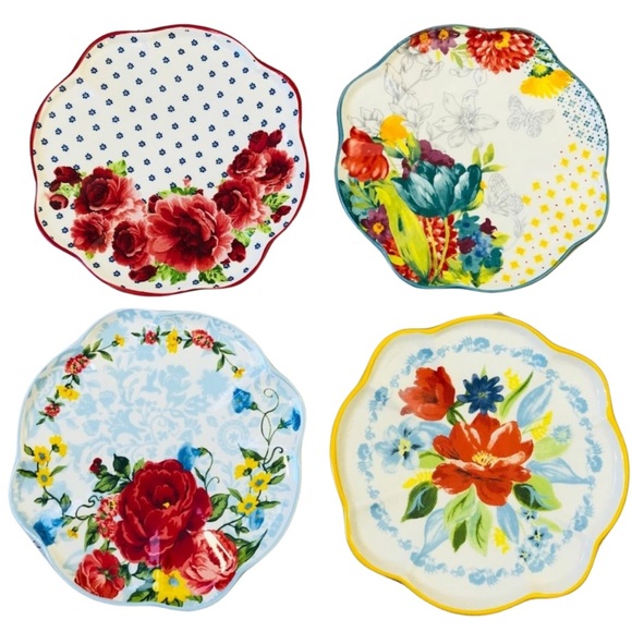 The Pioneer Woman Floral Medley Appetizer Plates 4 total - Picture 1 of 6